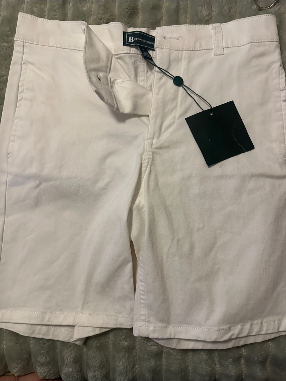 Brooks Brothers White Cotton Kids Shorts with Belt Loops